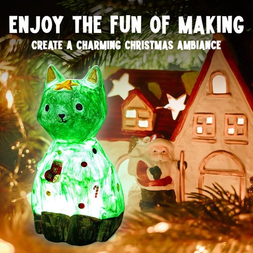 Goodyking Paint Your Own Cat Lamp Kit, DIY Cat Crafts Night Light, Painting Kit Arts & Crafts for Kids Ages 8-12, Art Supplies Birthday Easter Party Holiday Gift for Teens Girls Boys Age 3 4 5 6 7 8+