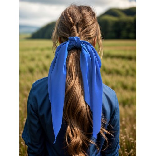 Pack of 2 Knotted Bow Hair Scrunchies Elastic Hair Scarf Hair Ties Bands Satin Hair Ribbon Scrunchy Ponytail Holder for Women and Girls,Hair Scarf Scrunchies,Hair Accessories (Royal Blue)