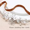 Unicra Bride Silver Wedding Hair Comb Flower Bridal Side Comb Sparkly Crystal Hair Piece Leaf Hair Accessorie for Women and Girls