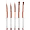 Ycyan 5Pcs Nail Art Brush Set Rhinestone Handle Gel Polish Nail Art Design Brushes with UV Gel Nail Brush, Nail Art Liner Brush, Nail Drawing Brush for Salon and Home DIY Manicure Rose Gold