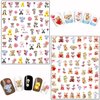 Cartoon Nail Art Stickers, Cute Animal 3D Self-Adhesive Decals Design, Unicorn Bear Dog Cat Flowers Chicken Rabbit Heart Baby Nail Decoration for Women Girls Manicure Charms Acrylic Supplies(8 Sheets)