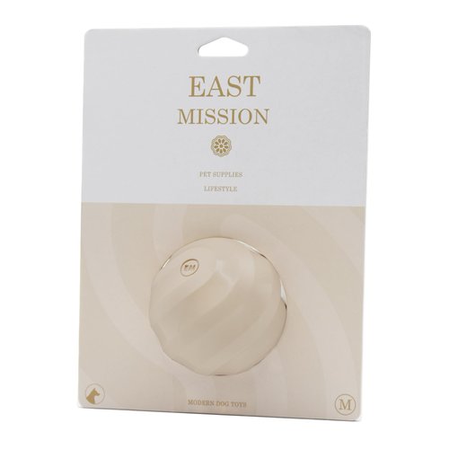 East Mission Single, Aesthetic Fetch & Play Dog Ball Toy with Beef Flavor and Squeaker, Natural Rubber/Latex, Medium Sized (2.5”) Neutral Colors (Beige)