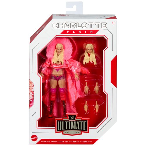 Mattel WWE Ultimate Edition Action Figure & Accessories Set, Charlotte Flair 6-inch Collectible with 30 Articulation Points, Swappable Pieces & Entrance Gear