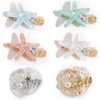 6Pcs Girl Hair Clip Artificial Ocean Pearl Shell Starfish Clip Diamond Super Flash Edge Clip Temperament Bangs Clip Hair Ornament Headdress