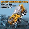 4 Packs Metal Construction Trucks Playsets, Mini Friction Powered Engineering Vehicle, Crane, Excavator, Cement Mixer, Dump Truck Toys for Boys 3-5 Years Old, Die-Cast Trucks for Toddlers Kid