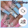 dreamynini Kitty Nail Charms 25Pcs Kawaii Nail Charms for Acrylic Nails Y2K 3D Nail Rhinestones Gems Silver Diamond Nail Jewelry DIY Nail Art Decoration Supplies for Girls and Women