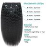 Brazilian Virgin Kinky Straight Clip in Human Hair Extensions 8Pcs/lot 120g With 18 Clips Yaki Straight Clip in Hair Extension Real Human Hair Natural Black Color For Black Women (18Inch)