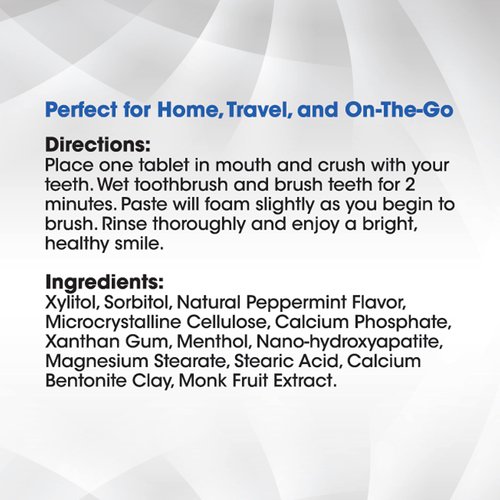 Ecofam Chewable Toothpaste Tablets - 90 Natural Peppermint Tabs - Zero Waste Glass Jar - Fluoride-Free -with Nano Hydroxyapatite - Made in The USA