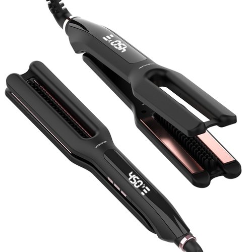 WIZCHARK Double Straight PTC 2 in 1 Flat Iron for Thick Hair, Adjustable Temperature Styling Tool for All Hair Types