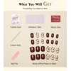 Morily Fall Press on Nails Short Square, Dark Red Fake Nails with Maple Leaf Designs Acrylic False Nails Autumn Artificial Nails Reusable Glossy Full Cover Stick on Nails for Women 24Pcs
