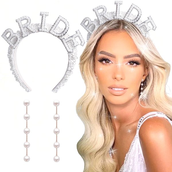 JeVenis Pearl Bride Headband Headpiece Bridal Hair Clip Bridal Hair Accessories Bride Hair Headband Bride To Be Bridal Shower Engagement Supplies Wedding Favors