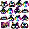 JMUQ Halloween Crafts Scratch Mask for Kids, 36Pcs Halloween Games Scratch Art Craft Kit Rainbow Scratch Paper for Halloween Party Favors Supplies Classroom Favors Halloween Activities