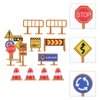 iplusmile Kids Toys 30pcs Traffic Road Signs Playset Street Signs Play Traffic Light Toys Traffic Cone Barricade Signs Crosswalk Signal Toys for Kids Educational Toy Mini Toys Mini Toys