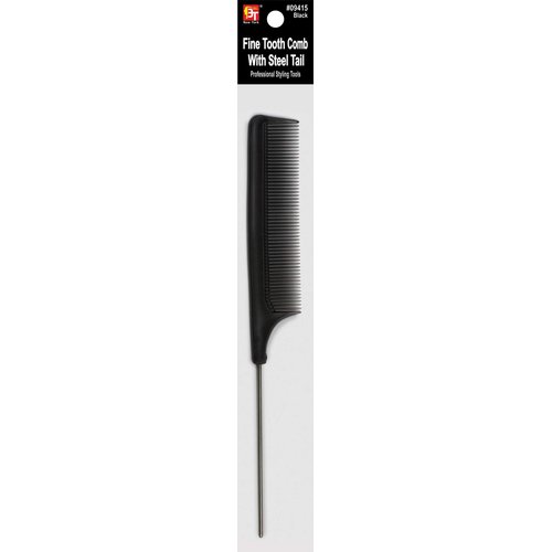 BT Plastic Comb (Black) Tail Comb/Rat Tail Comb (Fine Tooth Comb with Steel Tail)
