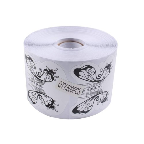 BeautyLeader 500Pcs/Roll Nail Form Guide Acrylic Tip Extension Forms Black And White Color Butterfly DesignSticker Rroll Manicure Tool for Acrylic UV Gel Nail Art Tips