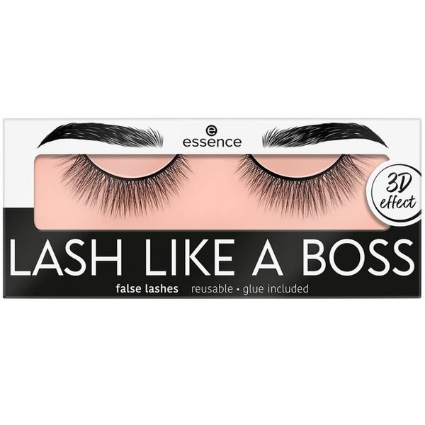 essence | Lash Like A Boss False Lashes | Reusable 3D Lashes with Long Lasting Lash Glue | Vegan & Cruelty Free, Paraben Free (03 | Unique)