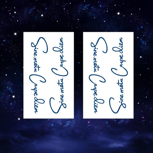 Oottati Semi Permanent 2 Weeks Long Last Waterproof Small Cute Temporary Tattoos, 100% Plant-Based Ink Infinity Realistic 2 Sheets Words Quotes Sine metu Carpe diem