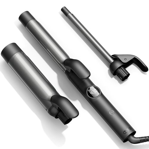 TYMO Curling Iron Set - 3 in 1 Ceramic Hair Curler 1/2, 1, 1 1/2 Inch, Professional Ionic Curling Wand for Travel, Fast Heating, 5 Temps & Dual Voltage for Shiny Defined Curls to Beach Waves