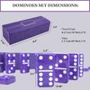 Vovotuzzi Dominos Set for Adults, Thick Purple Domino Double 6, Dominoes Set for Adults and Kids 28 Marbleized Purple Tiles Domino Set in Travel Leather Case, Classic Board Game