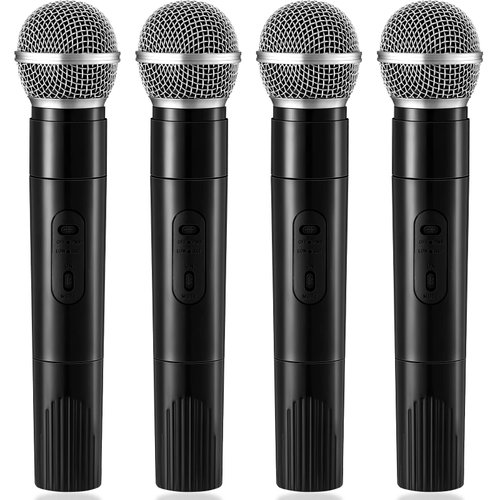 Leyndo 4 Pack Microphone Prop Toy Microphone Pretend Microphone Fun Stage Microphone for Kids Plastic Microphone for Christmas Halloween Cosplay Prom Costume Karaoke Music Party Favors, 9.5 x 2 Inch