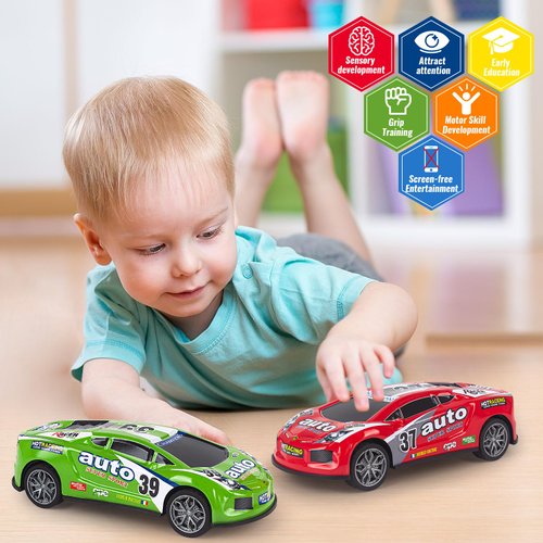 7 Inch Race Toy Cars for Toddler Boys Girls Friction Powered Push and Go Trucks Car Toys for Kids Ages 3 4 5 6 Year Old Birthday Gifts Christmas Stocking Stuffers