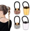4 Pcs Metal Circle Hair Ties Ponytail Holder Hair Cuffs Elastic Hair Bands with Rhinestones Metal Hair Wrap Hair Accessories for Women Gothic Punk Hair Band for Thick Thin Hair, Golden And Silver