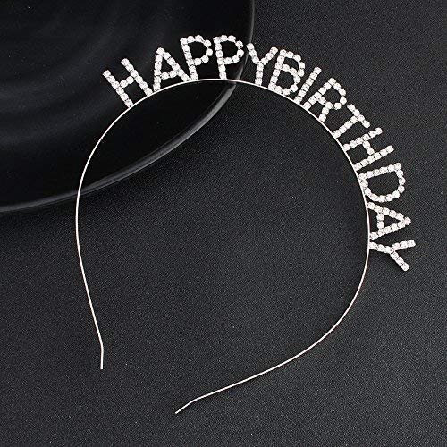 Kercisbeauty Happy Birthday Headband with Rhinestones Crown Party Tiara for Women Girls and Ladie...