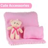 Baby Doll Cradle Bassinet Portable Doll Carrier Carry Bag Doll Bed Cot,Baby Doll Accessories Playset,Soft Pillow Quilt Blanket Bear,for 8-9-10-11-12 Inch Smaller Alive Baby Doll,Pretend Play Toy