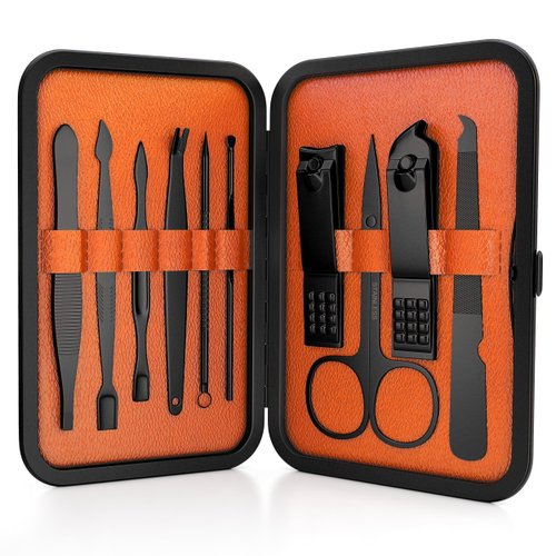 Wild Willies Mens Grooming Kit - 10-Piece Multifunctional Pedicure & Manicure Kit for Women & Men - Personal Hygiene Kit includes Tweezers & Nail Clipper Set, Scissors, Scraping Tool, & More