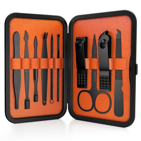 Wild Willies Mens Grooming Kit - 10-Piece Multifunctional Pedicure & Manicure Kit for Women & Men - Personal Hygiene Kit includes Tweezers & Nail Clipper Set, Scissors, Scraping Tool, & More