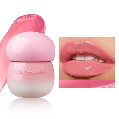 DLZZRS Glow Lip Balm Lipstick Long-Lasting Plumps Moisturizing Lip Gloss Lip Oil Mushroom Jar,Day & Night Lip Repair Hydrating Lip Mask Nourish & Hydrate Not Sticky Tinted Lip Balm (1# PINK)