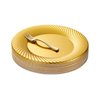 N9R 60pcs Gold Plastic Dessert Plates with Mini Forks, Include 30pcs Disposable Dessert Plates 7 inch, 30pcs Gold Appetizer Forks 3.94 inch, Premium and Comfortable for Wedding Birthday Party