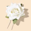 AKOAK 2 Pcs Bride Rose Floral Pin Elegant Red Bridal Hairpin Imitation White Rose U-Shaped Hair Fork Wedding Hair Accessories Fabric (White)