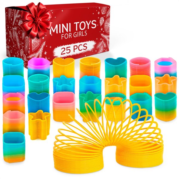 DIMROM 25Pcs Spring Rainbow Party Favor - Goodie Bags Stuffers Mini Party Favors Sensory Rainbow Toy Spring - Bulk Toys Small Toys Stress Relief Items