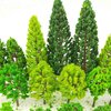 Tazimi 60 Pieces Model Trees 1.36-6 inch Mixed Model Tree Train Scenery Architecture Trees Fake Trees for DIY Crafts, Building Model, Scenery Landscape Natural Green