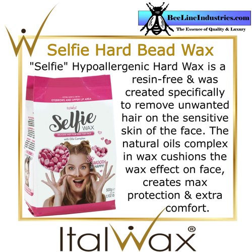 ItalWax Selfie Wax for Face - Hypoallergenic Hard Stripless Wax Beads 1.1 lb./500g Bag