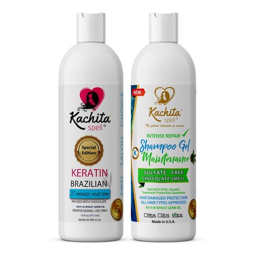 New Brazilian Keratin Hair Treatment Kachita Spell Straighten and Smooth Hair + Maintenance Shamp...
