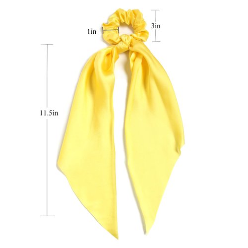 SUSULU Hair Scarf Scrunchies for Women Long Tail Bowknot Hair Elastic Ties Satin Ribbon Hair Bands Ponytail Holders Hair Accessories Pack of 16pcs Solid Colors