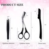 XUJINCN3-in-1 Eyebrow Scissors Kit，Eye Brow Cutter for Women，Eyebrow Grooming kit Specially Designed for Women，Include；Eyebrow Scissors with Comb, Hair Removal Tweezers, Facial Eyebrow Razor（Black)