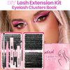 Qiveaory DIY Lash Extension Kit 720pcs Individual Lashes Clusters D Curl Eyelash Extension Kit with Lash Bond and Seal, Eyelash Remover Tweezers Brush(10-18mm,30D+40D+50D+60D) Lash Books DIY at Home