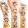 100PCS Little Monkey Tattoos Temporary Birthday Party Decorations Favors Supplies Decor Cute Funny Wild Monkeys Jungle Safari Animals Tattoo Stickers Gifts For Kids Boys Girls School Prizes Carnival