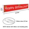 Ushinemi Happy Birthday Jesus Banner Christmas Party Decorations for Outdoor Yard Decor Sign,9.8X1.6 Ft