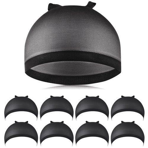 Wig Caps for Women, IKOCO 8Pcs Black Wig Cap for Lace Front Wig Caps Bulk Stretch Nylon Stocking ...
