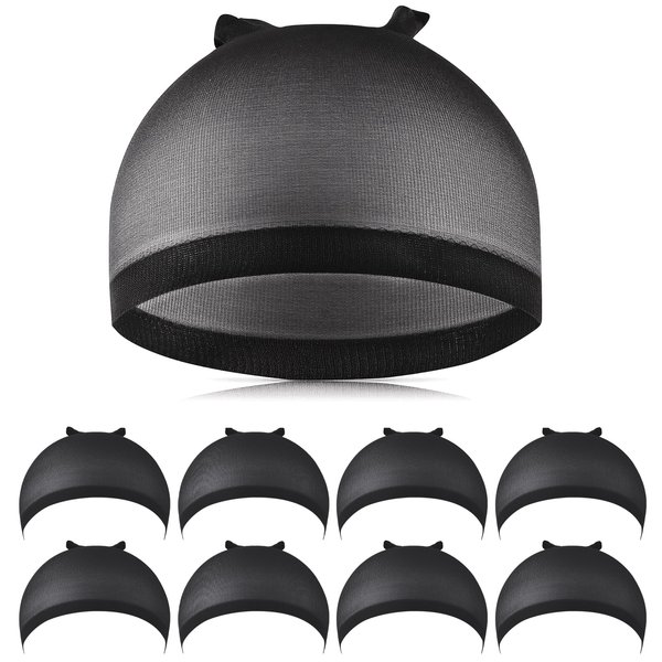 Wig Caps for Women, IKOCO 8Pcs Black Wig Cap for Lace Front Wig Caps Bulk Stretch Nylon Stocking Caps for Wigs