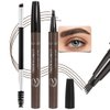Kaely 2Pcs Microblading Eyebrow Pen with Brow Brush,Magical Precise Waterproof Brow Pen,Suake Eyebrow Contouring Pen,4 Tip Eye Brow Pencils for Women,Creates Natural Brows,Sponge Head 03 Black Brown