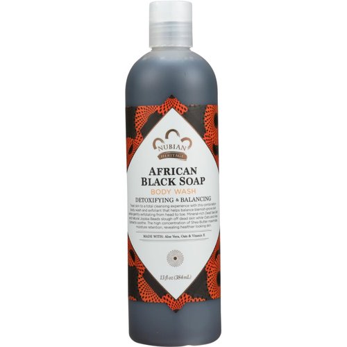 Nubian Heritage African Black Soap Body Wash, Paraben Free, 13 Ounce (Pack of 1)