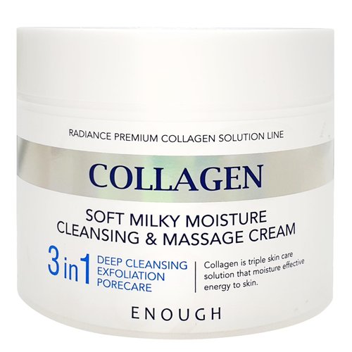 Enough Collagen Soft Milky Moisture Cleansing & Massage Cream, Deep Hydrating Face Cleanser and Makeup Remover, Korean Skincare for All Skin Types, 10.58 oz (300g)