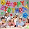 Rainbow Birthday Balloons Banner, 3D Mylar Foil Happy Birthday Balloons, 26pcs Birthday Party Decorations with 8pcs Star Balloons for Kids Girls Boys Women Adults Birthday Party Supplies