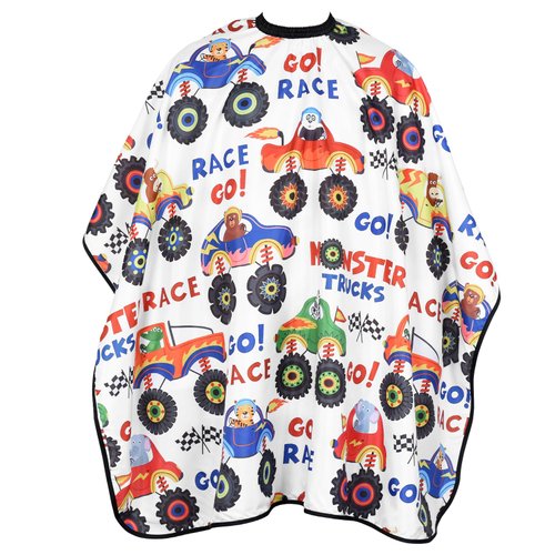 FaHaner Kids Haircut Cape Waterproof Kids Barber Cape with Adjustable Neckline Unisex Kids Hair Cutting Cape Cover Barber Apron for Hairdresser and Stylist 51 x 36 Inch (Cartoon Truck