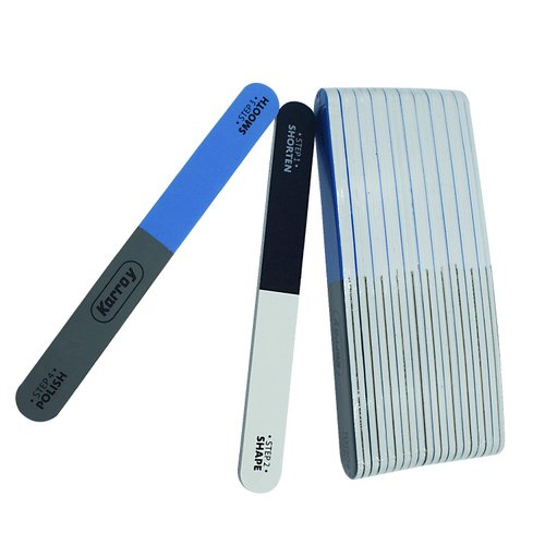 Karroy Nail Files 20pcs Dual Sided Nail File and Buffer for Natural Nails Emery Boards Nail Filer for Acrylic Nails (D-Four Steps)